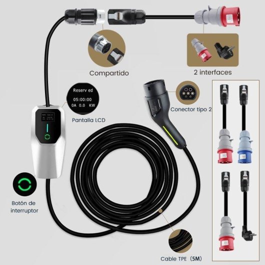 Chargeur EV Portatif JUNSUN Type 2 22 kW 32 A