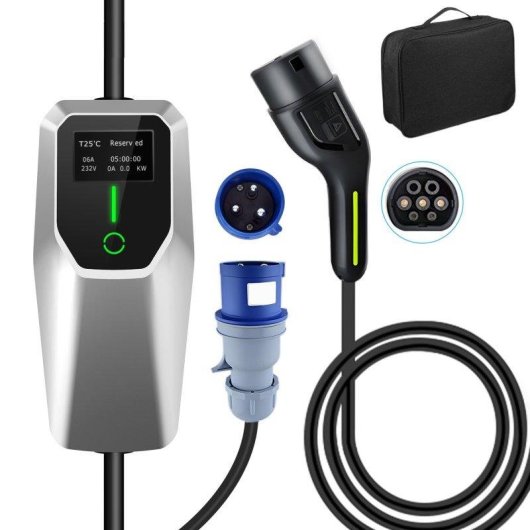 Chargeur Type 2 JUNSUN 7 kW Monofase 5 m Avec sac