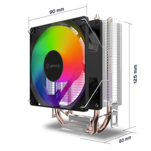 Refrigeração Ar UNYKAch Socket Intel LGA 1851 AMD AM5 92x123x65mm UNYCool H21 ARGB