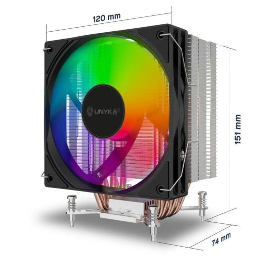 Refrigeração Ar UNYKAch Socket Intel LGA 1851 AMD AM5 120mm H61 ARGB