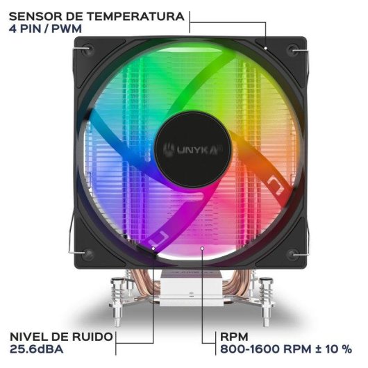 Refrigeração Ar UNYKAch Socket Intel LGA 1851 AMD AM5 120mm H61 ARGB