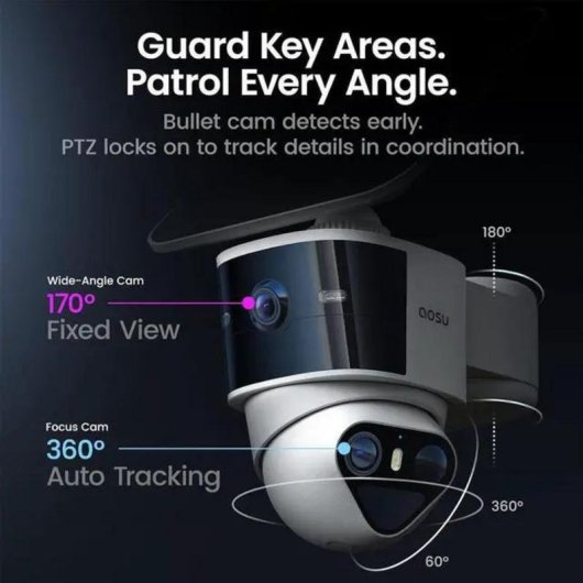 Videocamere di sorveglianza AOSU C9P21 T2 Pro 3K Esterna Audio Bidirezionale Pannello Solare