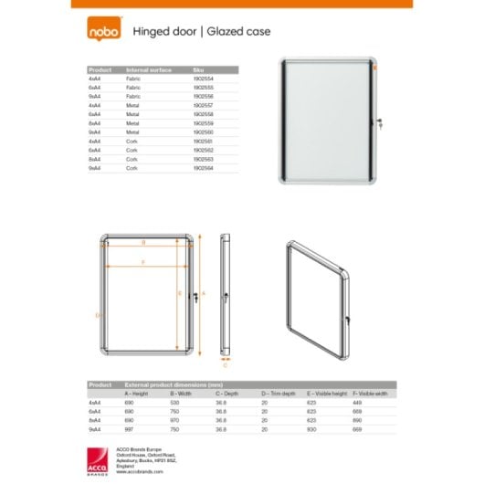 Vitrina Nobo Premium Plus Fondo Magnético 4 Hojas A4