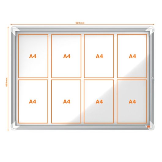 Vitrine NOBO Premium Plus fond magnetique 8 x A4