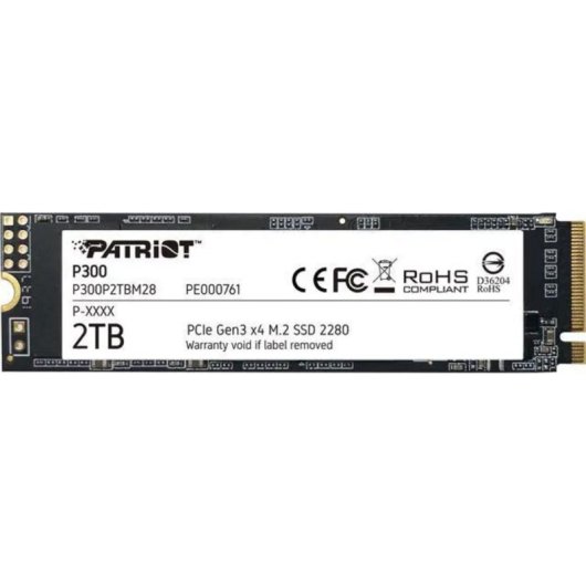 Disco Rígido Patriot P300 2TB SSD M.2 NVMe PCIe 3.0 2100MB/s Leitura