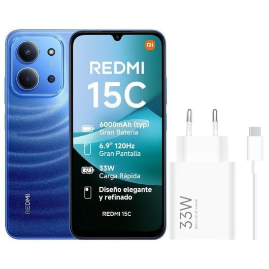 Xiaomi REDMI 15C 4G 4GB 128GB 6.9" Azul Incluye Cargador 33W