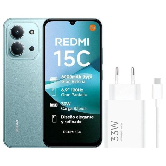 Xiaomi REDMI 15C 4G 4GB 128GB 6.9" Verde Menta Incluye Cargador 33W