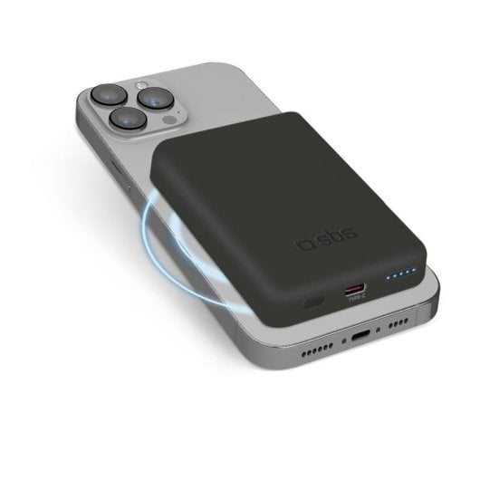 Batterie externe SBS 5000 mAh Chargeur MagSafe Noir