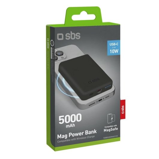 Batterie externe SBS 5000 mAh Chargeur MagSafe Noir