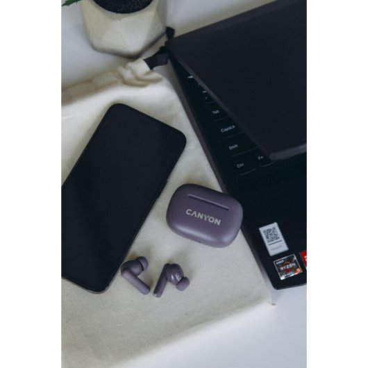 Auriculares Canyon OnGo 10 Bluetooth 5.3 sans fil avec réduction active du bruit violet