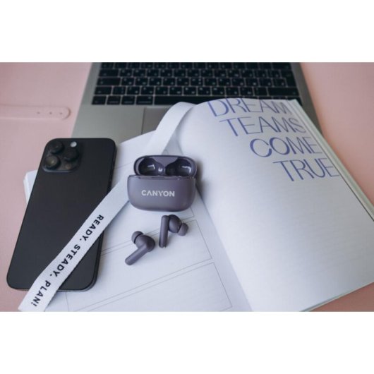 Auriculares Canyon OnGo 10 Bluetooth 5.3 sans fil avec réduction active du bruit violet