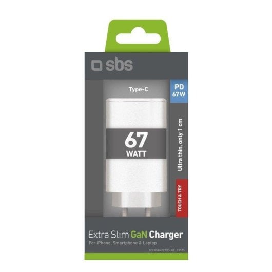 Chargeur SBS TETRGAN2C70SLIM USB-C 67W Double Port Blanc GaN