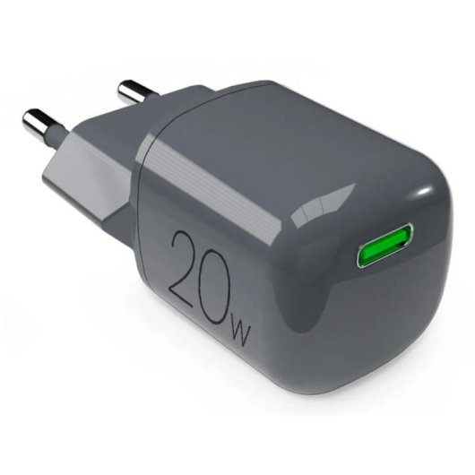 Cargador PURO PUFCMTCUSBC20WGDKGR USB-C 20 W GaN carga rápida gris