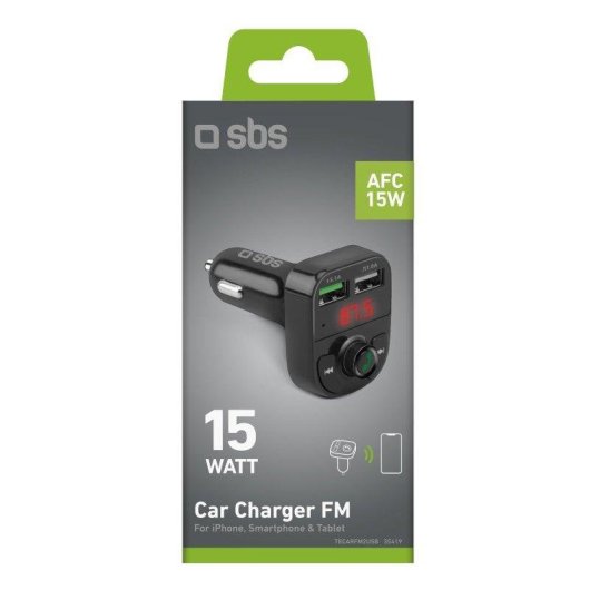 Chargeur de voiture SBS TECARFM2USB Charge rapide sans fil