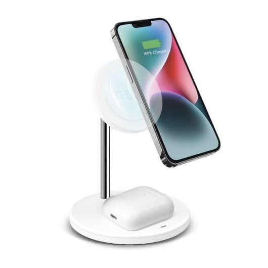 Chargeur sans fil SBS MagSafe 15W 2 appareils Blanc