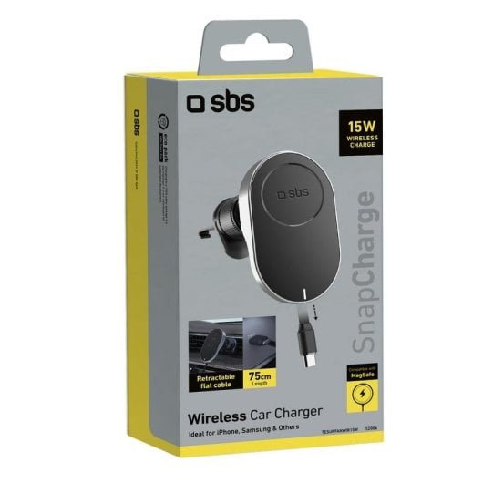 Supporto auto SBS TESUPP15WRETRACABL Ricarica wireless integre
