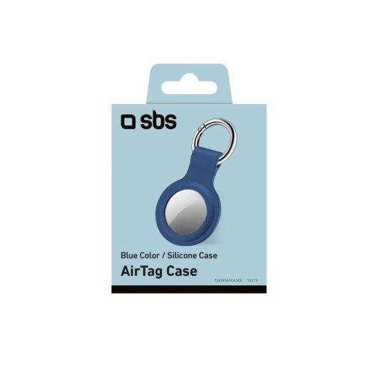 Funda SBS AirTag Bleu Silicone avec Porte-Clefs