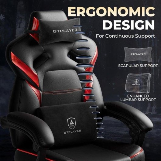 Sedia GTPLAYER Gaming con Poggiapiedi e Supporto Lombare