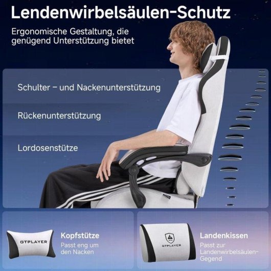 Sedia GTPLAYER Gaming Ergonomica con Supporto Lombare