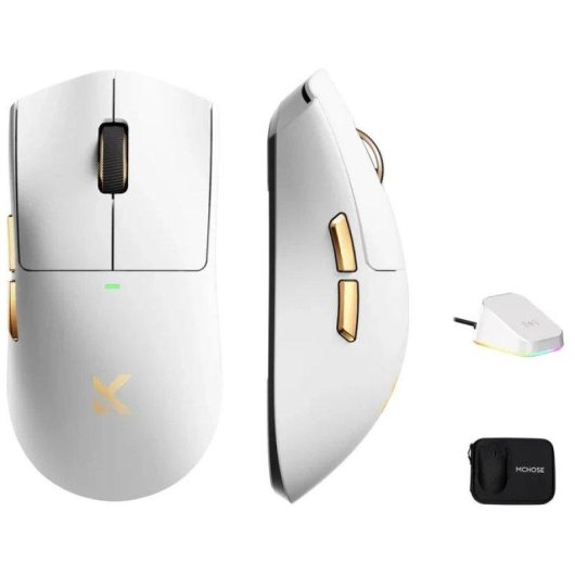 Mouse MCHOSE K7 Ultra Wireless Gaming 42000DPI Bianco Oro RGB