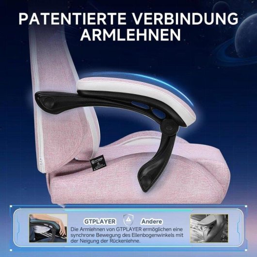 Silla gaming GTPLAYER Ergonómica con soporte lumbar y respaldo reclinable