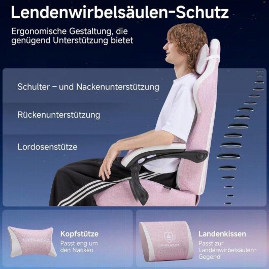 Silla gaming GTPLAYER Ergonómica con soporte lumbar y respaldo reclinable