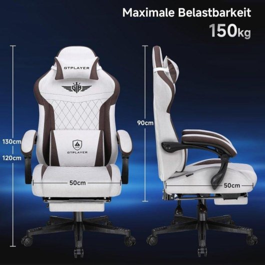 Chaise Gaming GTPLAYER Ergonomique Soutien Lombaire Dossier Large