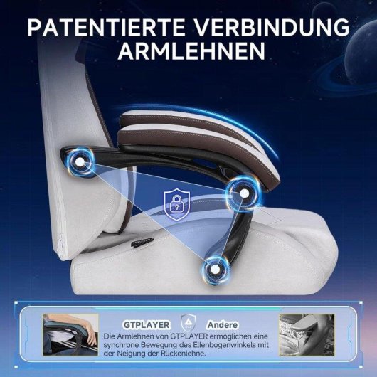 Chaise Gaming GTPLAYER Ergonomique Soutien Lombaire Dossier Large