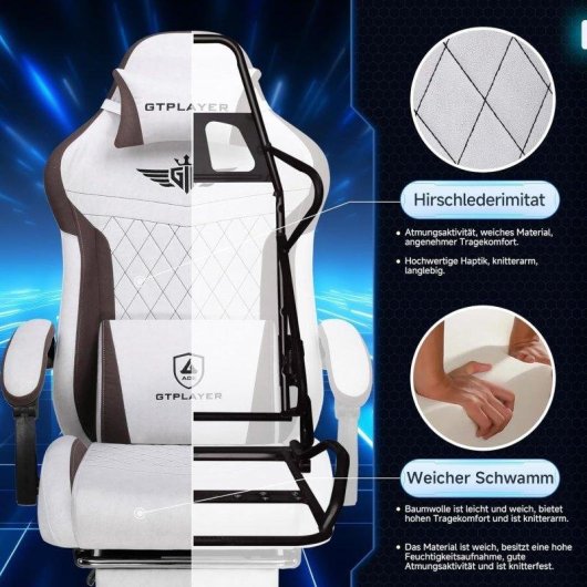 Chaise Gaming GTPLAYER Ergonomique Soutien Lombaire Dossier Large