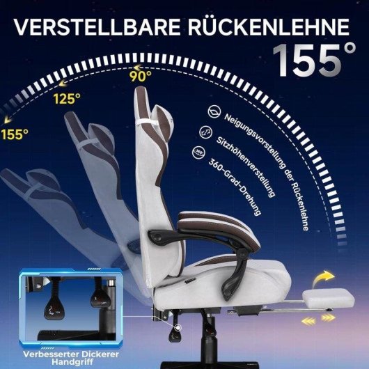 Chaise Gaming GTPLAYER Ergonomique Soutien Lombaire Dossier Large