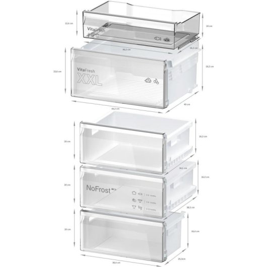 Réfrigérateur Combiné Bosch KGN392XCF No Frost 203 cm 363 L C Noir