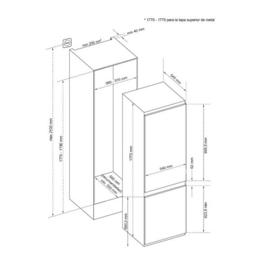 Frigorífico Combi Aspes Defrost 177cm 251L E Blanco
