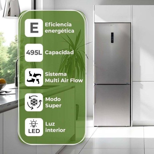 Frigorífico Combi Aspes AC2700ENFIX No Frost 200cm 495L E Inox Display LED Táctil