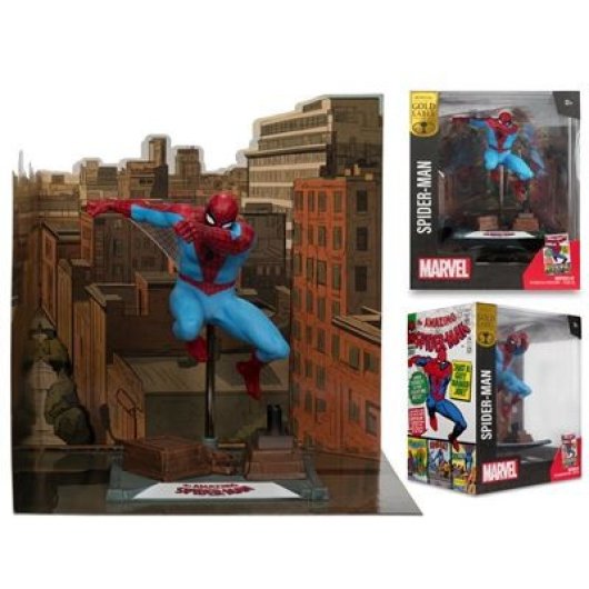 Figura The Amazing Spider-man Marvel Estatua Diorama Gold Label 18 Cms