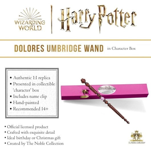 Varita Mágica De Dolores Umbridge En Caja Ollivander Harry Potter 27 Cms