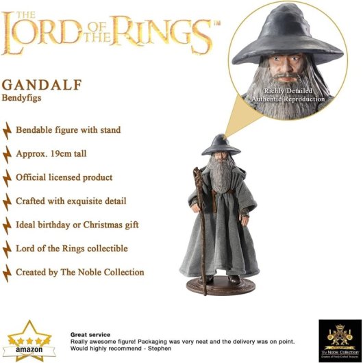 Figura Gandalf El Gris El Señor De Los Anillos Bendyfigs 19 Cms