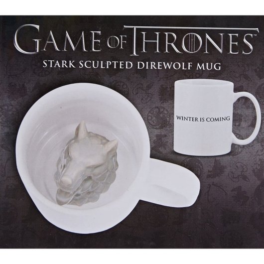 Taza Casa Stark Juego De Tronos Got Cerámica Con Lobo Esculpido En El Interior 320 Mls