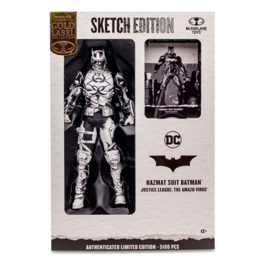 Figura Batman Hazmat Suit Justice League The Amazo Virus Edición Limitada Dc Sketch Edition Articulada 18 Cms