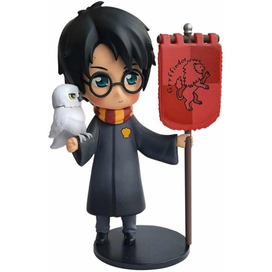 Figura Harry Potter Con Hedwig Y Estandarte Gryffindor 15 Cms