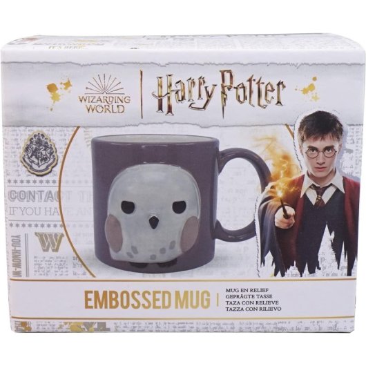 Taza Hedwig Hogwarts Is My Home Kawaii Harry Potter Con Relieve Cerámica 350 Ml