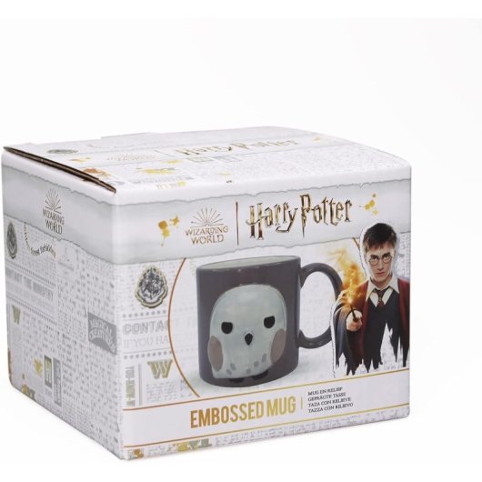 Taza Hedwig Hogwarts Is My Home Kawaii Harry Potter Con Relieve Cerámica 350 Ml