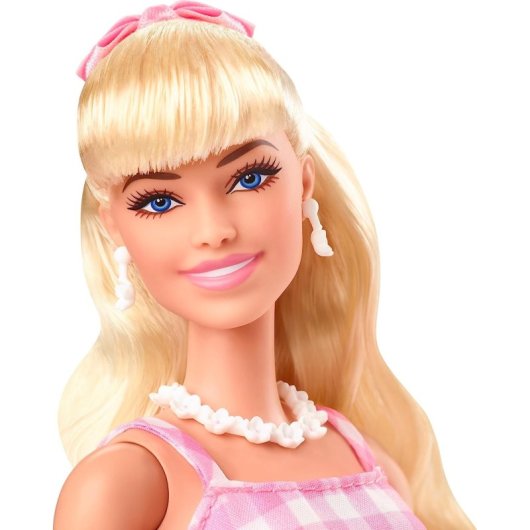 Figura Barbie Con Vestido Rosa Gingham Articulada 30 Cms