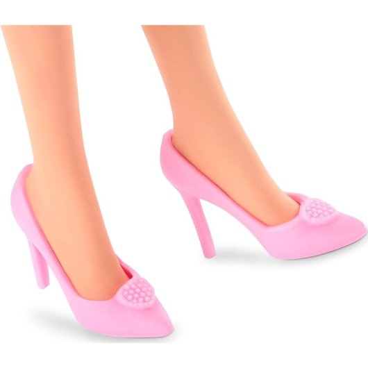 Figura Barbie Con Vestido Rosa Gingham Articulada 30 Cms