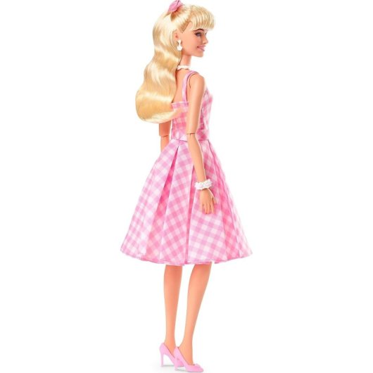 Figura Barbie Con Vestido Rosa Gingham Articulada 30 Cms