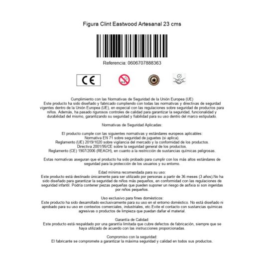 Figura Clint Eastwood Artesanal 23 Cms