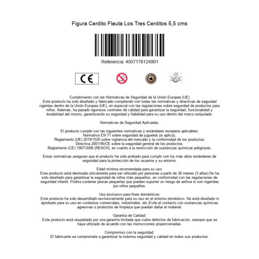 Figura Cerdito Flauta Los Tres Cerditos 5,5 Cms