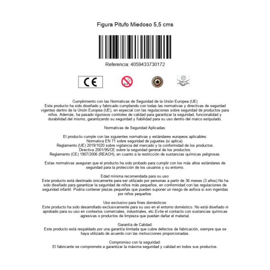 Figura Pitufo Miedoso 5,5 Cms