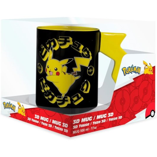 Taza Asa 3d Rayo Pikachu Pokémon Cerámica 500 Mls