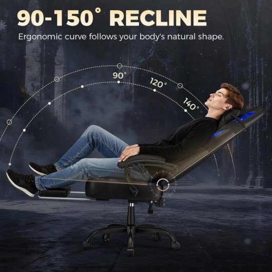 Chaise GTPLAYER Gaming Ergonomique Repose-Pieds et Support Lombaire