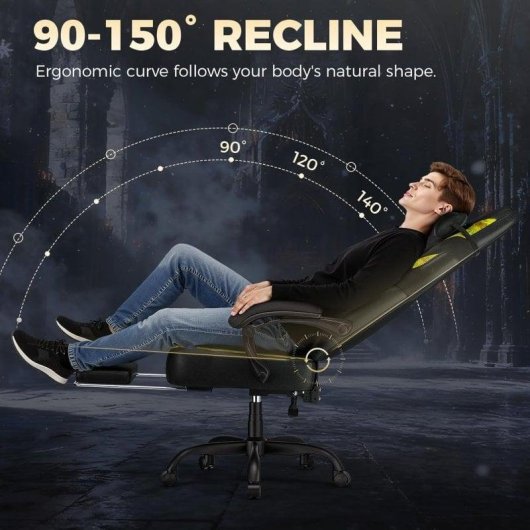Chaise Gaming GTPLAYER ACE-ARMOR avec Repose-pieds et Support Lombaire